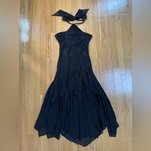 Elegant BCBGMaxAzria Black Halter Dress